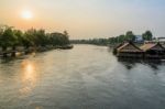 Kwai Yai River At Sunset Stock Photo