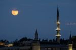 Istanbul, Turkey - May 29 : Night-time View Of Buildings And Boats Along The Bosphorus In Istanbul Turkey On May 29, 2018 Stock Photo