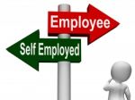 Employee Self Employed Signpost Means Choose Career Job Choice Stock Photo