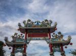 Dargon Statue On Shrine Roof ,dragon Statue On China Temple Roof As Asian Art Stock Photo