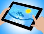 Palm Tree Indicates Tropical Climate And Coastline Tablet Stock Photo