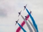 Red Arrows Display Team 50th Anniversary At Biggin Hill Airport Stock Photo