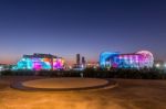 Seoul - August 3: Colorful Of Seoul Floating Island. It Is An Artificial Island Located In Han River. Photo Taken On August 3,2015 In Seoul, South Korea Stock Photo