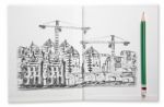 Building Construction Sketching By Pencil On White Book Stock Photo