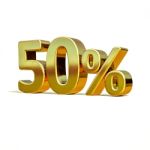 3d Gold 50 Percent Sign Stock Photo