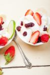 Fruit And Yogurt Salad Healthy Breakfast Stock Photo