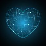 Technology Future Abstract Circuit Love Heart Stock Photo