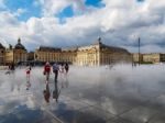 Miroir D'eau At Place De La Bourse In Bordeaux Stock Photo