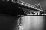 Story Bridge In Brisbane. Black And White Stock Photo