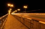 Nightscape Of Phaya Mang Rai Bridge Stock Photo