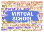 Virtual School Represents Web Site Learning And Education Stock Photo