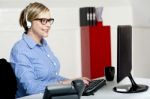 Businesswoman Using Computer Stock Photo