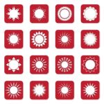 Sun Icon Set Red  Illustration Stock Photo