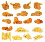 Fried Chicken Isolated On The White Background Stock Photo