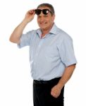 Senior Male Wearing Sunglasses Stock Photo