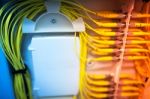 Fiber Optic With Servers In A Technology Data Center Stock Photo