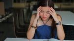 Portrait Of Thai Adult Beautiful Girl Read And Think In University Stock Photo