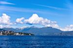 Lake Maggiore And Swiss Alps Stock Photo