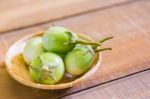 Thai Eggplant On Basket Stock Photo