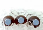 Beer Bottles On Ice Stock Photo