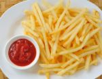 French Fries With Ketchup Stock Photo