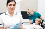 Little Girl Treated At Clinic Stock Photo