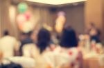 Blurred People In The Banquet Room Stock Photo