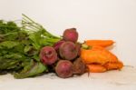 Variety Of Vegetables Grown In The Organic Garden Stock Photo