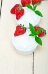 Organic Greek Yogurt And Strawberry Stock Photo