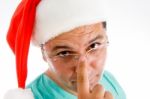 Surgeon Wearing Christmas Hat Stock Photo