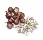 Pink Garlic Stock Photo