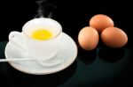 Soft-boiled Egg In White Cup Stock Photo