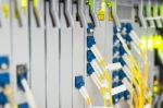 Fiber Optic With Servers In A Technology Data Center Stock Photo