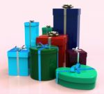 Celebration Giftboxes Shows Occasion Wrapped And Giving Stock Photo