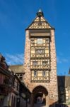 Architecture Of Riquewihr In Haut-rhin Alsace France Stock Photo