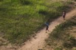 Two Boys Going Down To The River Stock Photo