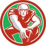 Football Player Snap Circle Retro Stock Photo