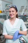 Dentist In Her Office Stock Photo