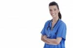 Young Confident Nurse Posing At The Camera Stock Photo