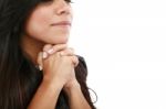 Young Woman Praying Stock Photo