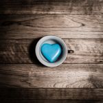 Blue Heart Ceramic In Coffee Cup Stock Photo