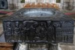 The Font At Winchester Cathedral Stock Photo