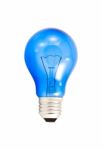 Blue Light Bulb Isolated On White Background Stock Photo