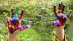 Painted Children's Hands Stock Photo