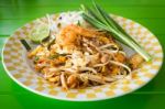 Stir Fried Noodles With Shrimp, Phat-thai Stock Photo