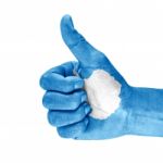 Flag Of Antarctica On Thumb Up Hand Stock Photo