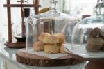 Bakery Displayed In Glass Bell Stock Photo