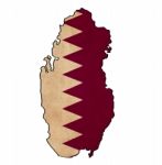 Qatar Map On  Flag Drawing ,grunge And Retro Flag Series Stock Photo