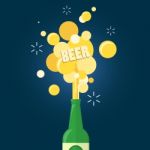 Beer And  Text Gushing From Bottle Stock Photo