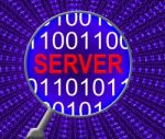 Network Server Indicates Internet Online And Pc Stock Photo